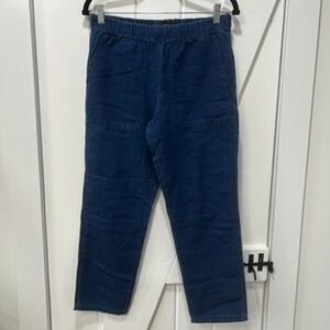 Banana Republic Womens Pants XS NWT $89.50 Dark Blue Linen Tapered Relaxed